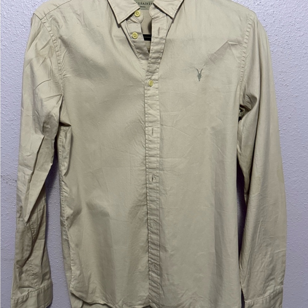 All Saints Light Tan Casual Button Down Shirt